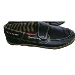 Nautica NM2277N Men's 10.5 Canvas Boat Shoes Navy Deck Slip-On Lace Casual 44.5